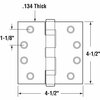 Prime-Line Door Hinge Commercial Smooth Pivot, 4-1/2 in. x 4-1/2 in. w/ Square Corners, Matte Black 3 Pack U 1156483
